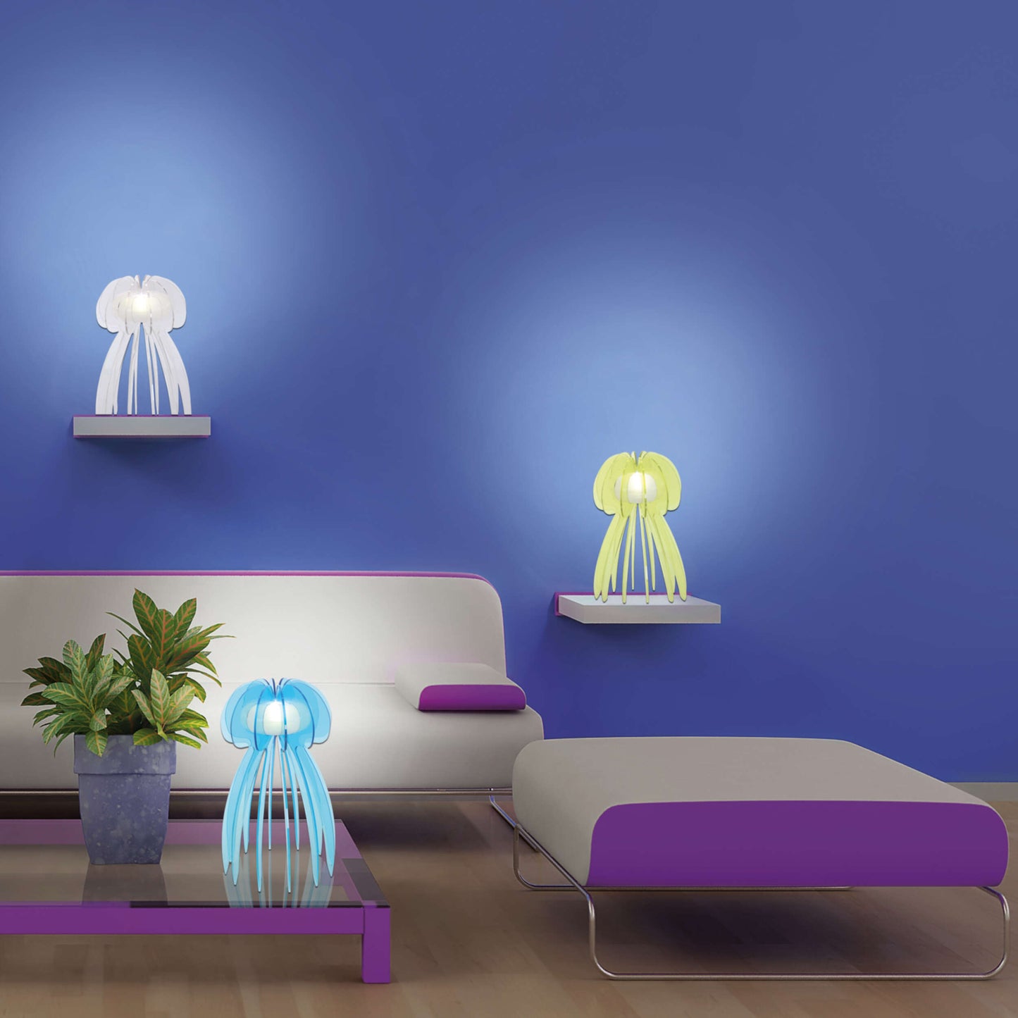 LED Tischleuchte "JELLYFISH" h:30cm türkis