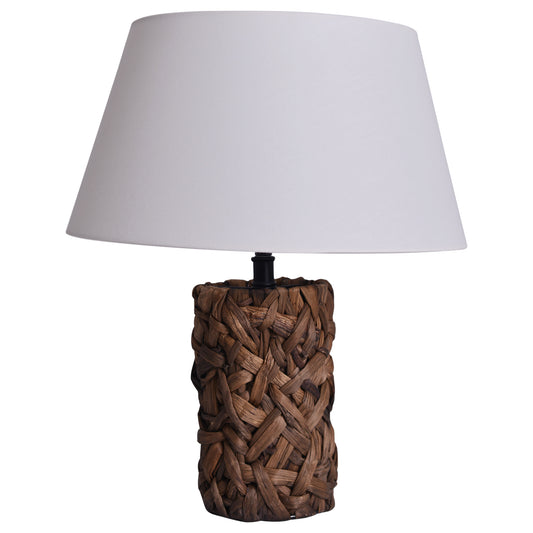 Tischleuchten - Korb-Tischleuchte "Josi", Tischlampe aus Metall und Naturmaterialien in natur, 42 cm hoch, Ø 35 cm, E27-Fassung