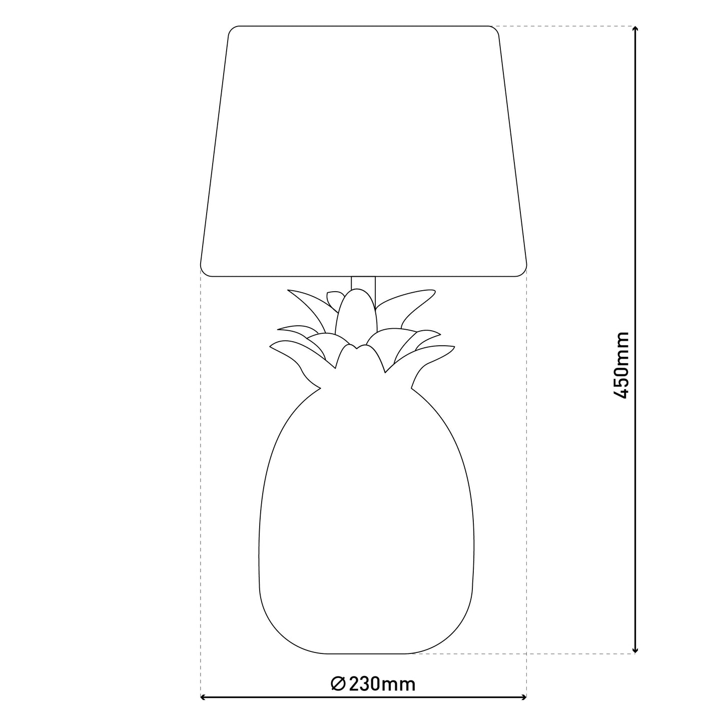 Keramik Tischleuchte "ANANAS" H: 45cm weiß / chrom