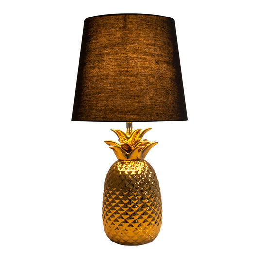 Keramik Tischleuchte "ANANAS" H: 45cm schwarz / gold