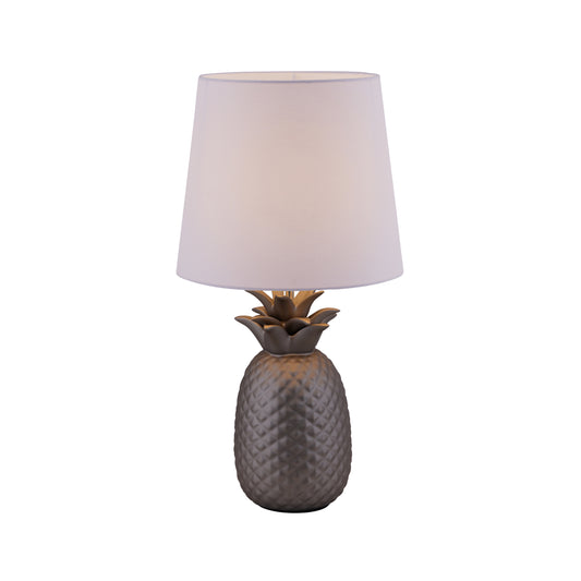 Keramik Tischleuchte "ANANAS" H: 45cm weiß / silbermatt