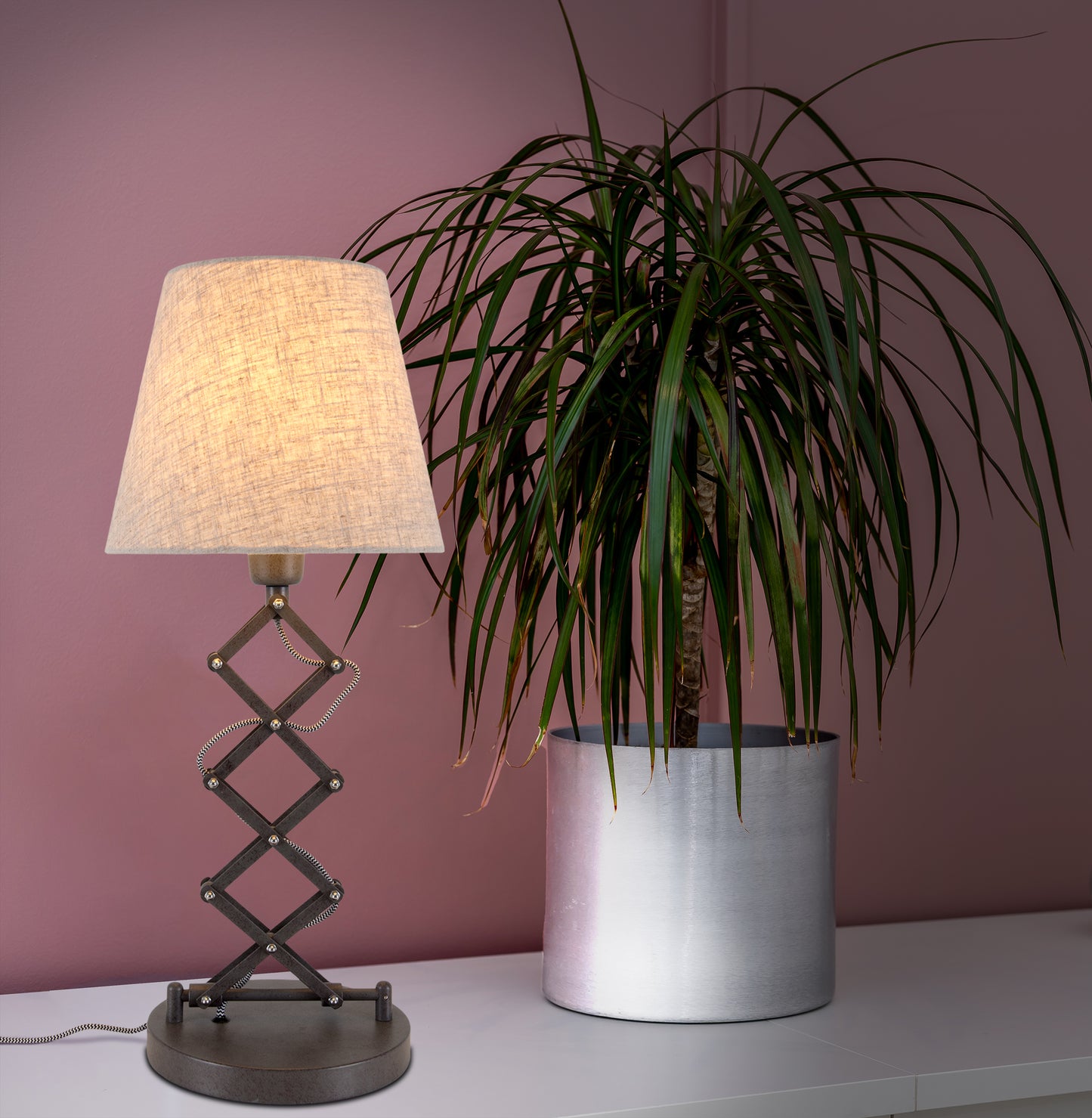 Scherentischleuchte "ADRIENNE" H: 71cm natur