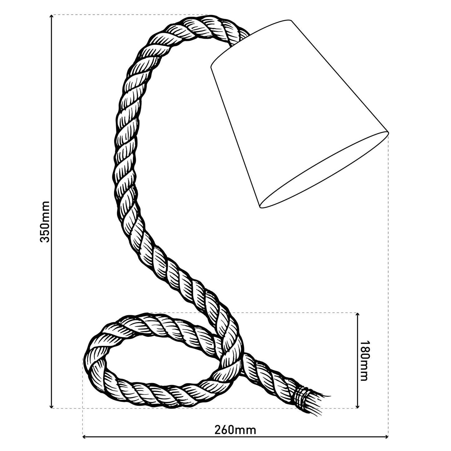 Tischleuchte "ROPE" inkl. Textilschirm H: 35cm