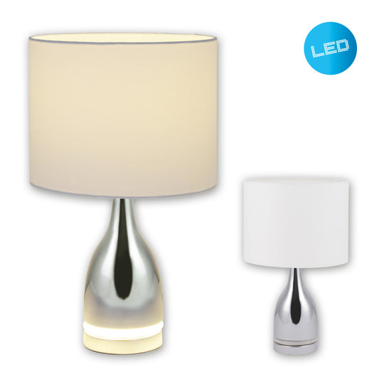 LED Tischleuchte "COSIMA" H: 43,5cm chrom / weiß