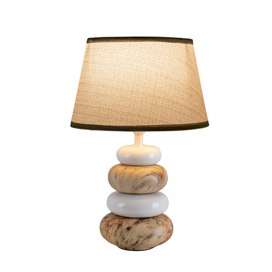 Tischleuchten - Keramik Tischleuchte "STONEY" braun, Tischlampe im Natural Style, aus Keramik in braun, 31 cm hoch, Ø 20 cm, E14-Fassung Schnurschalter