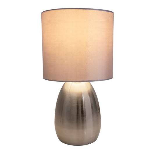 Tischleuchte "AURUM" H: 33cm stahl-blank/grau