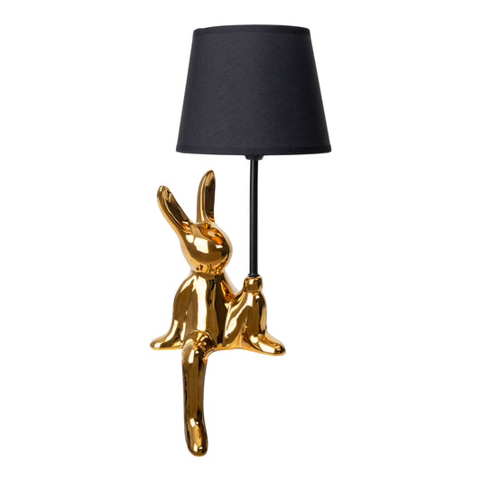 Tischleuchten - Tischleuchte "HELGE" D: 18 cm gold, Tischlampe im Modern Style, aus Keramik in gold, 45 cm hoch, Ø 18 cm, E14-Fassung Schnurschalter
