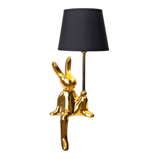 Tischleuchten - Tischleuchte "HELGE" D: 18 cm gold, Tischlampe im Modern Style, aus Keramik in gold, 45 cm hoch, Ø 18 cm, E14-Fassung Schnurschalter