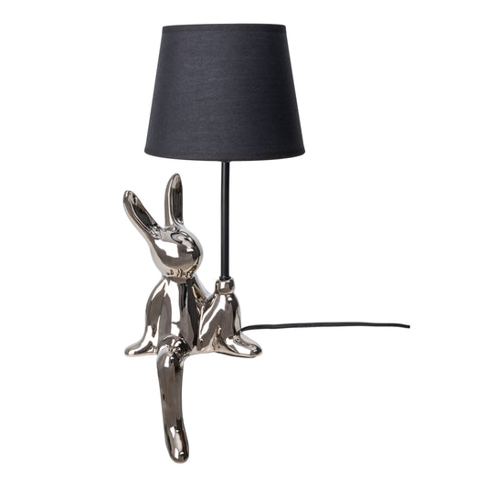 Tischleuchten - Tischleuchte "HELGE" D: 18 cm silber, Tischlampe im Modern Style, aus Keramik in silber, 45 cm hoch, Ø 18 cm, E14-Fassung Schnurschalter