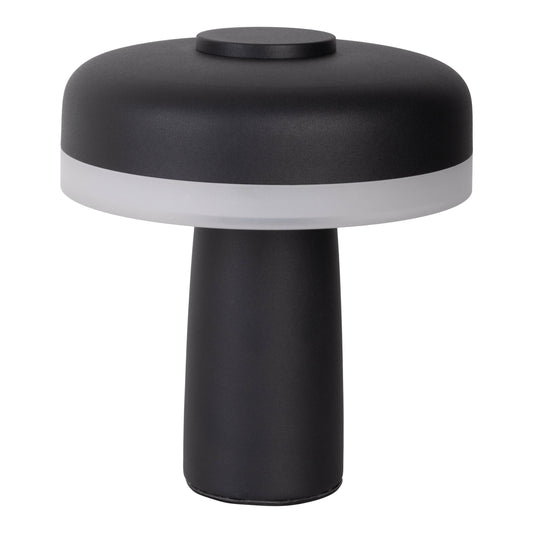 Tischleuchten - Akku-/Tischleuchte schwarz "PILU", Tischlampe im Scandi Style, aus Metall und Kunststoff in schwarz, 16,5 cm hoch, Ø 15 cm, inkl. LED dimmbar Akkubetrieb Akku- und Netzbetrieb Berührungssensor