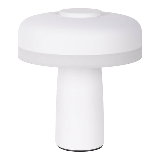 Tischleuchten - Akku-/ Tischleuchte weiß "PILU", Tischlampe im Scandi Style, aus Metall und Kunststoff in weiß, 16,5 cm hoch, Ø 15 cm, inkl. LED dimmbar Akkubetrieb Akku- und Netzbetrieb Berührungssensor