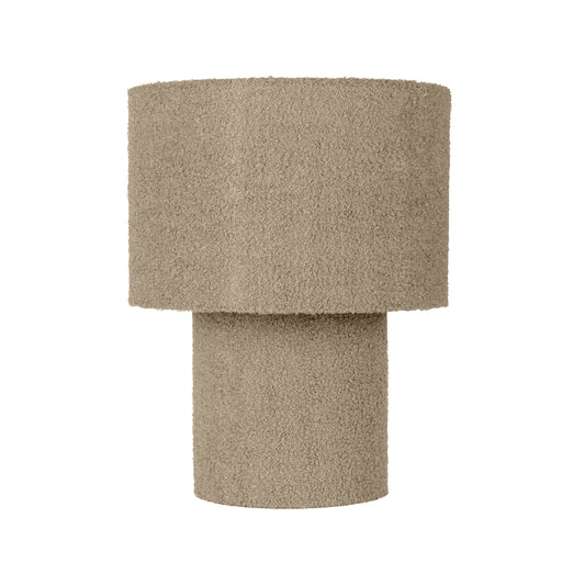 Tischleuchten - Tischleuchte "FLUFFY" H: 31cm almond, Tischlampe im Retro Style, aus Metall, Kunststoff und Textilmaterial in beige, 31 cm hoch, Ø 23 cm, E27-Fassung Schnurschalter