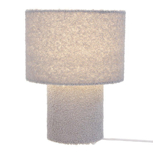 Tischleuchten - Tischleuchte "FLUFFY" grau / H: ca. 31 cm, Tischlampe im Retro Style, aus Metall und Textilmaterial in grau, 31 cm hoch, Ø 23 cm, E27-Fassung Schnurschalter