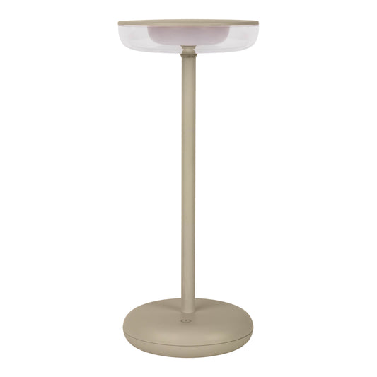 Außentischleuchten - Akku-Tischleuchte "PASI" beige, Tischlampe für den Außenbereich im Design Style aus Kunststoff in beige, 26,4 cm hoch, Ø 11 cm, LED Platine dimmbar Berührungssensor Akkubetrieb Inkl. Memoryfunktion