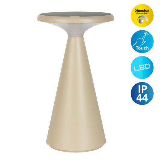 Solar-/Akku-/Tischleuchte "PALU" H: 20cm beige