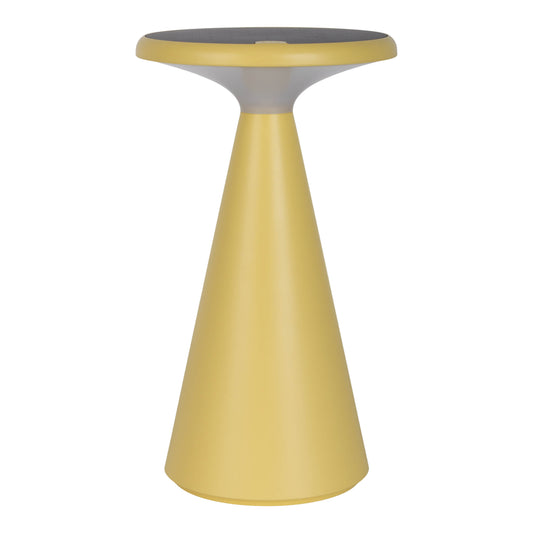 Außentischleuchten - Solar-Akku-Tischleuchte "PALU" gelb, Tischlampe für den Außenbereich im Design Style aus Kunststoff in gelb, 20 cm hoch, Ø 11,5 cm, LED Platine dimmbar Berührungssensor Inkl. Memoryfunktion