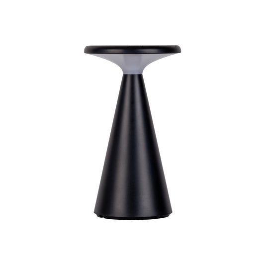 Außentischleuchten - Solar-Akku-Tischleuchte "PALU" schwarz, Tischlampe für den Außenbereich im Design Style aus Kunststoff in schwarz, 20 cm hoch, Ø 11,5 cm, LED Platine dimmbar Berührungssensor Inkl. Memoryfunktion