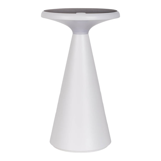 Außentischleuchten - Solar-Akku-Tischleuchte "PALU" weiß, Tischlampe für den Außenbereich im Design Style aus Kunststoff in weiß, 20 cm hoch, Ø 11,5 cm, LED Platine dimmbar Berührungssensor Inkl. Memoryfunktion