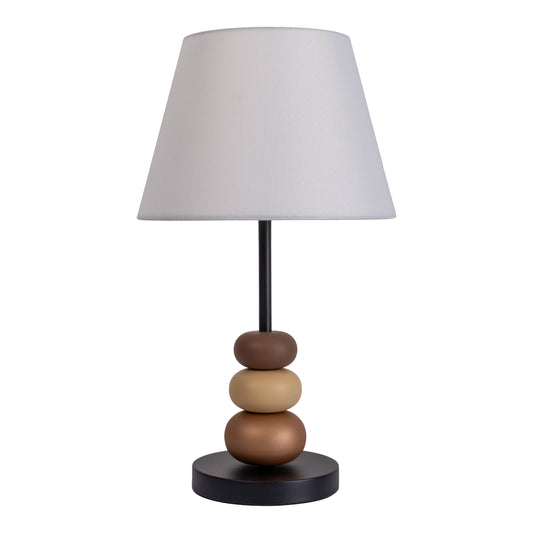 Tischleuchten - Tischleuchte "ELINA" H: 50cm schwarz / braun, Tischlampe im Natural Style, aus Metall und Textilmaterial in weiß, 50 cm hoch, Ø 28 cm, E27-Fassung Schnurschalter