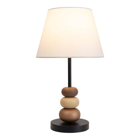 Tischleuchten - Tischleuchte "ELINA" H: 50cm schwarz / braun, Tischlampe im Natural Style, aus Metall und Textilmaterial in weiß, 50 cm hoch, Ø 28 cm, E27-Fassung Schnurschalter