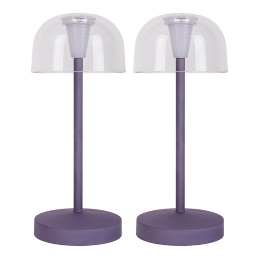 2er-Set Akku-/Tischleuchte "GOMBA" H: 18,5cm brombeere
