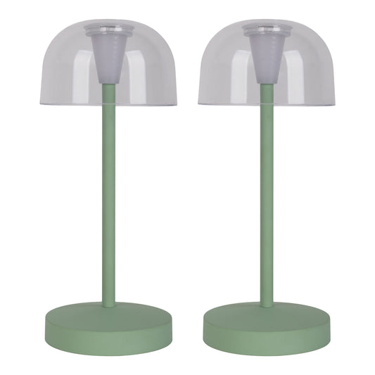 2er-Set Akku-/Tischleuchte "GOMBA" H: 18,5cm mint