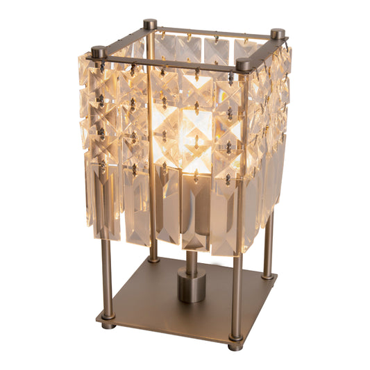 Tischleuchten - Kristall-Glastischleuchte "Glitter", Tischlampe aus Metall und Glas in chrome, 24 cm hoch, Ø 13 cm, E14-Fassung