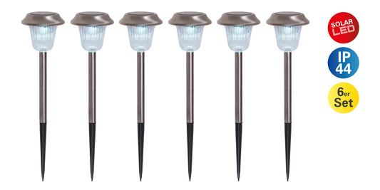 6er-Set LED Solar-/Erdspieß "GUSTAV" Ø: 39 cm