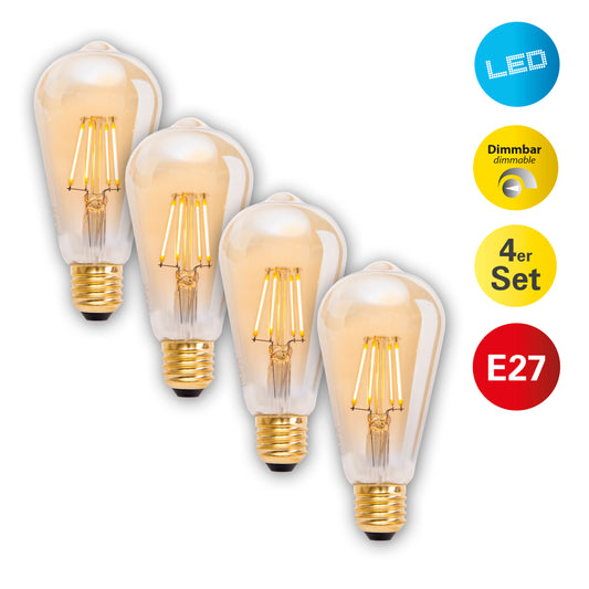 4er-Set LED Leuchtmittel "DILLY" E27/4W H: 14,6cm warmweiß