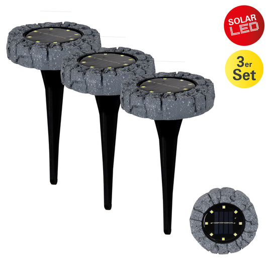 3er-Set LED Solar-/Bodenerdspieß "KIAN" Ø: 12 cm