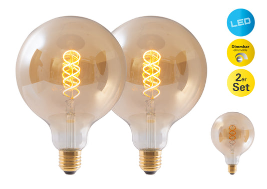 2er-Set LED Leuchtmittel "DILLY" E27/5W Ø: 12,5cm