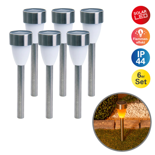 6er-Set LED Solar-/Außenleuchte "CYRAL" inkl. Erdspieß
