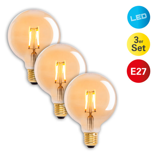 3er-Set LED Leuchtmittel "DILLY" E27/4,1W H: 13,5cm warmweiß