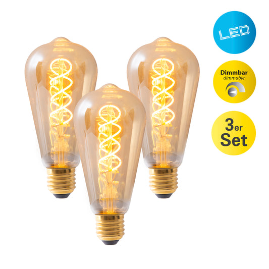 3er-Set LED Leuchtmittel "DILLY" H: 14,6cm warmweiß