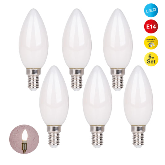 6er-Set E14 LED Leuchtmittel "DAFFY" H: 10,2cm warmweiß