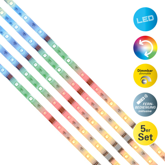 5x 1m RGB LED Stripe