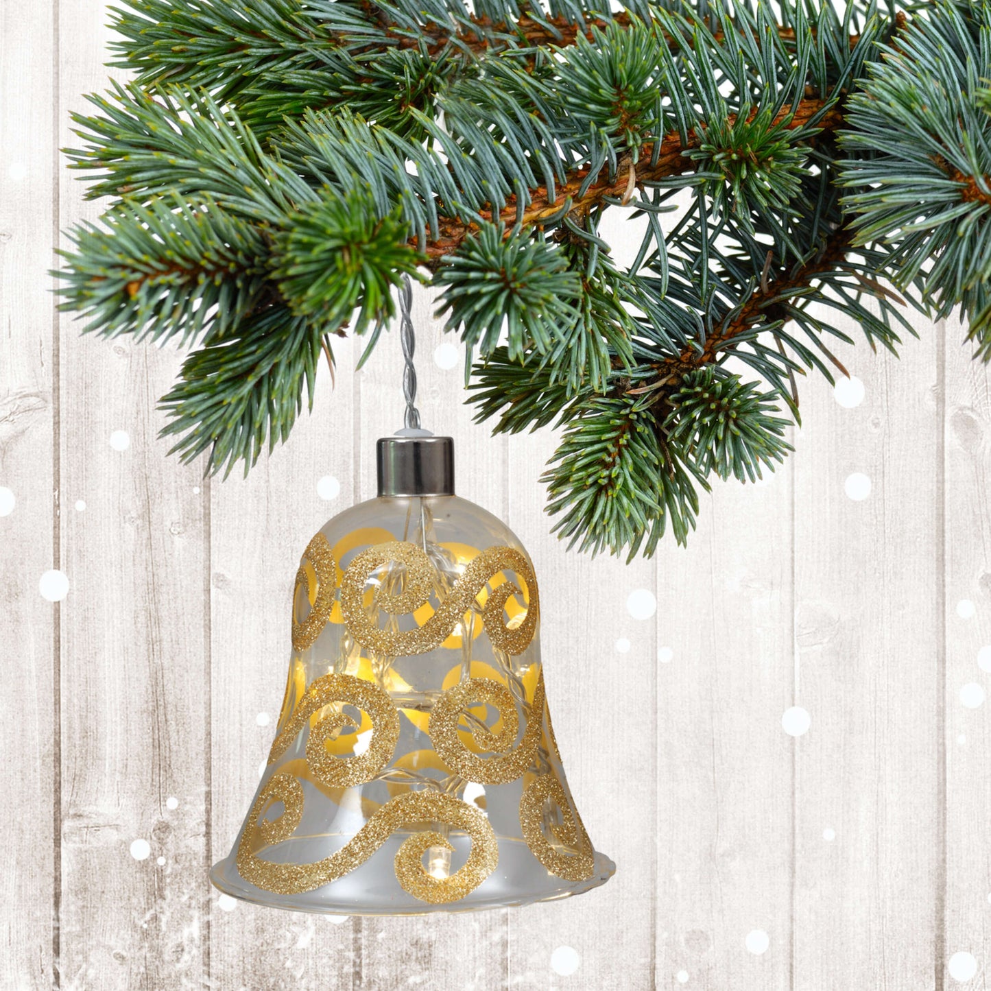 4er-Set LED Dekoglas mit Lichterkette "Glocke"
