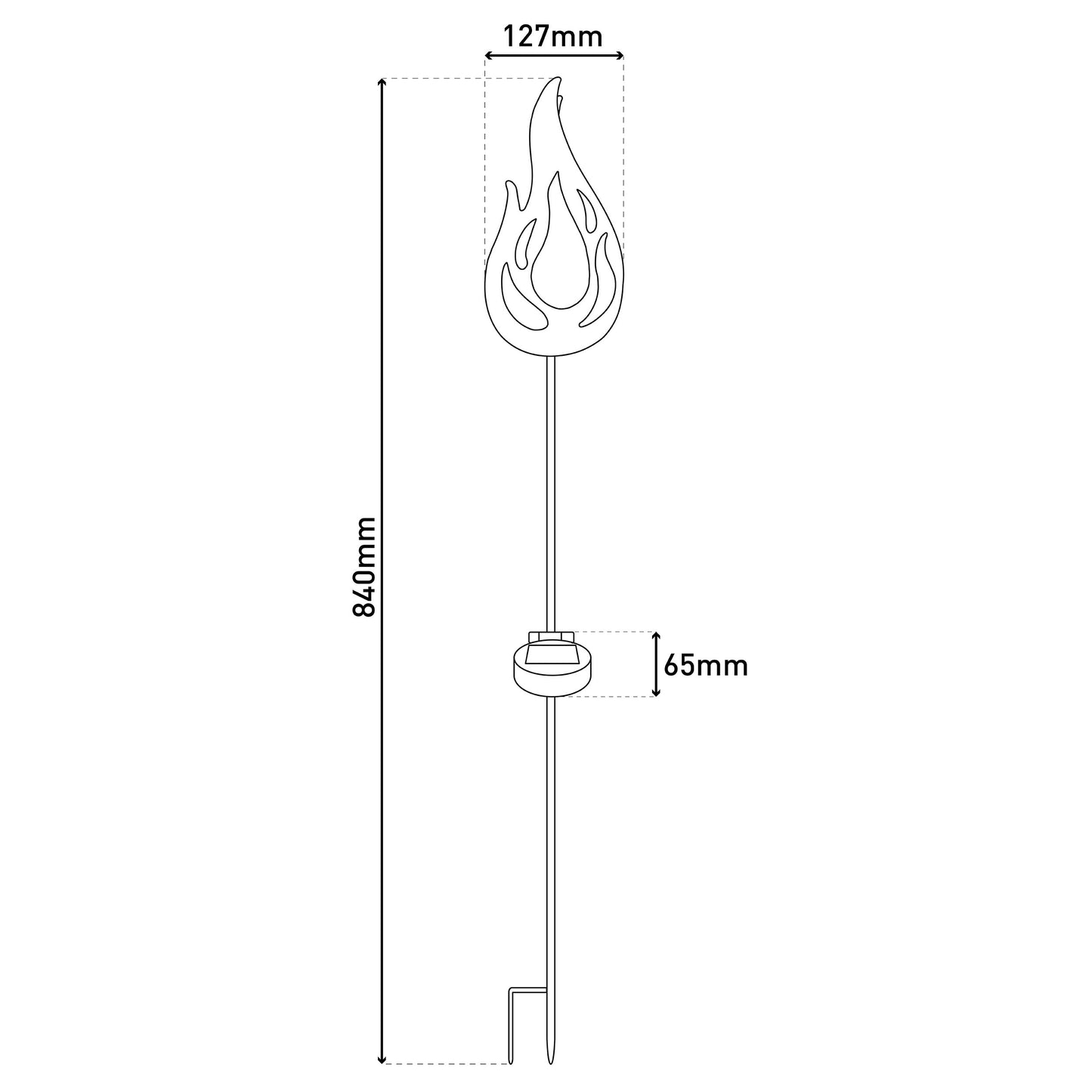 LED Solar Erdspieß "FLAMME" H: 84cm