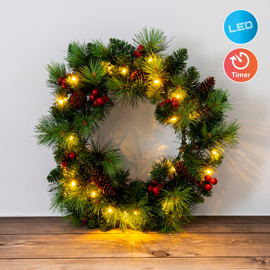 LED-Weihnachtskranz "NOEL" rot