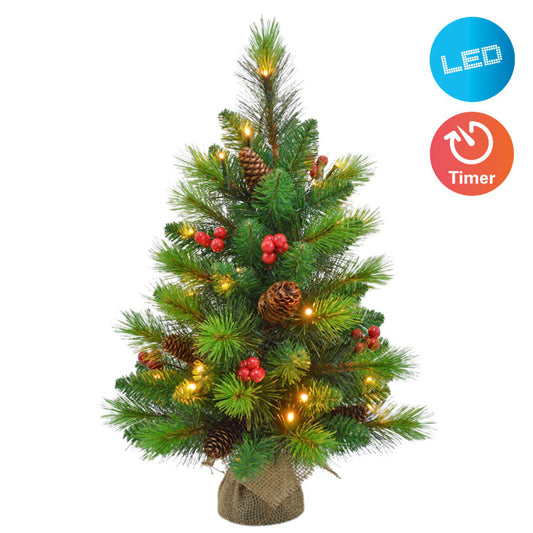 LED Weihnachtsbaum mit Beeren + Tannenzapfen H: 45cm