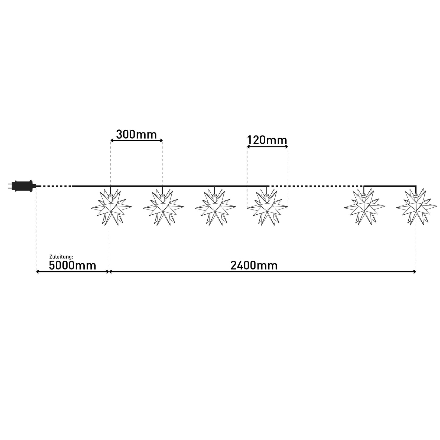 9er LED Outdoor Weihnachtslichterkette 3D-Sterne / XMAS Lights rot