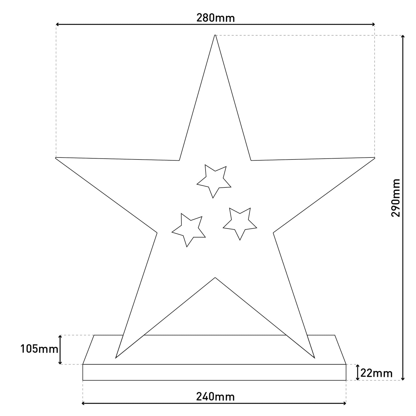 LED Holzstern H: 29cm natur