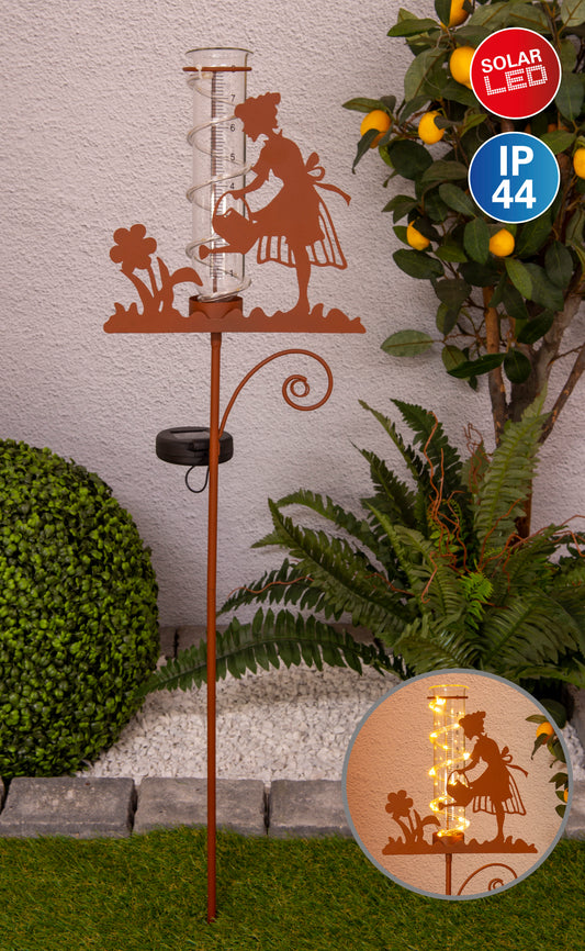 LED Solar-/Erdspieß "ELAIA" Regenwassermesser H: 95cm