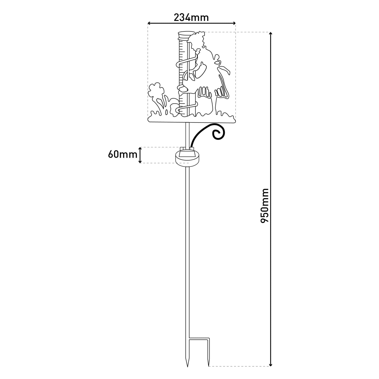 LED Solar-/Erdspieß "ELAIA" Regenwassermesser H: 95cm