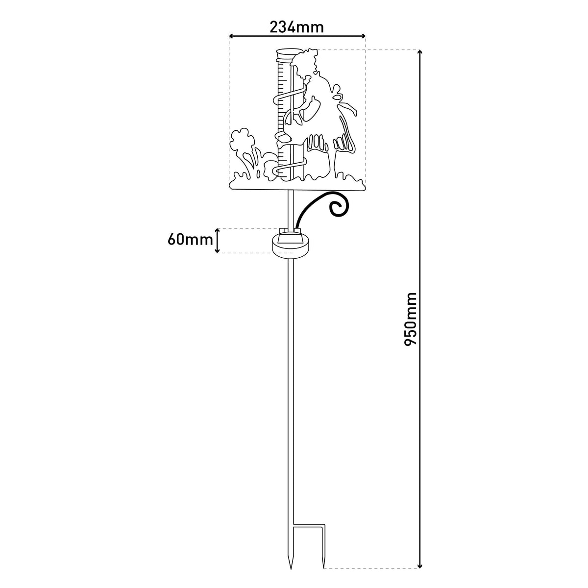 LED Solar-/Erdspieß "ELAIA" Regenwassermesser H: 95cm