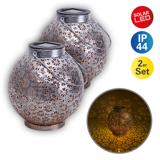 2er-Set LED Deko-/Solarleuchte l/b: 18cm silber