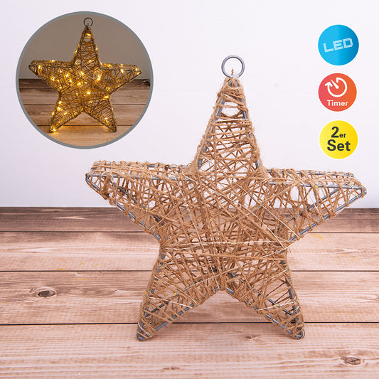 2er-Set LED Weihnachtsdeko "Metallstern" L/B: 25 cm