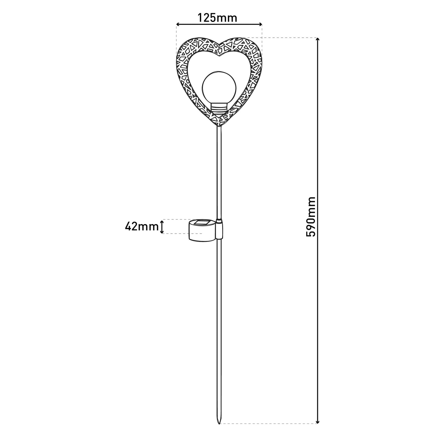 2er-Set LED Solarerdspieß "HERZ" H: 59cm