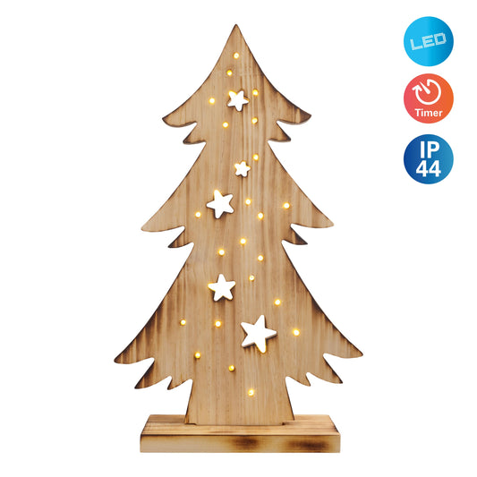 LED Holz-/Dekoleuchte "TANNENBAUM" H:47cm natur