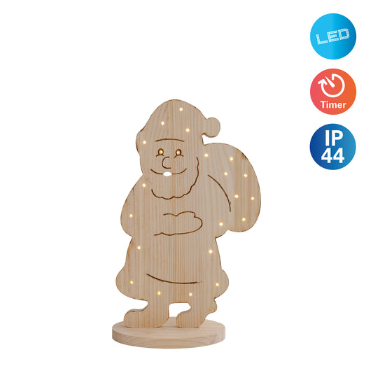 LED Holz-/Dekoleuchte "SANTA" H: 49cm natur